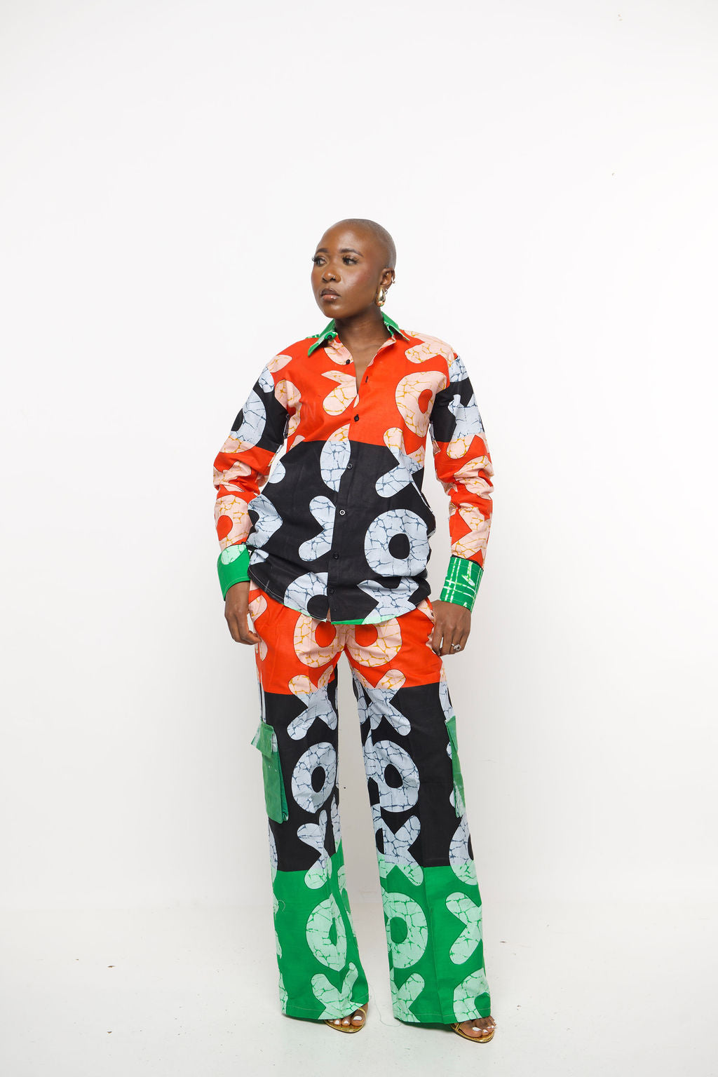 Akoo African Print Two-Piece Set – Bold Ankara Shirt and Pants | Handmade Festival & Streetwear Outfit