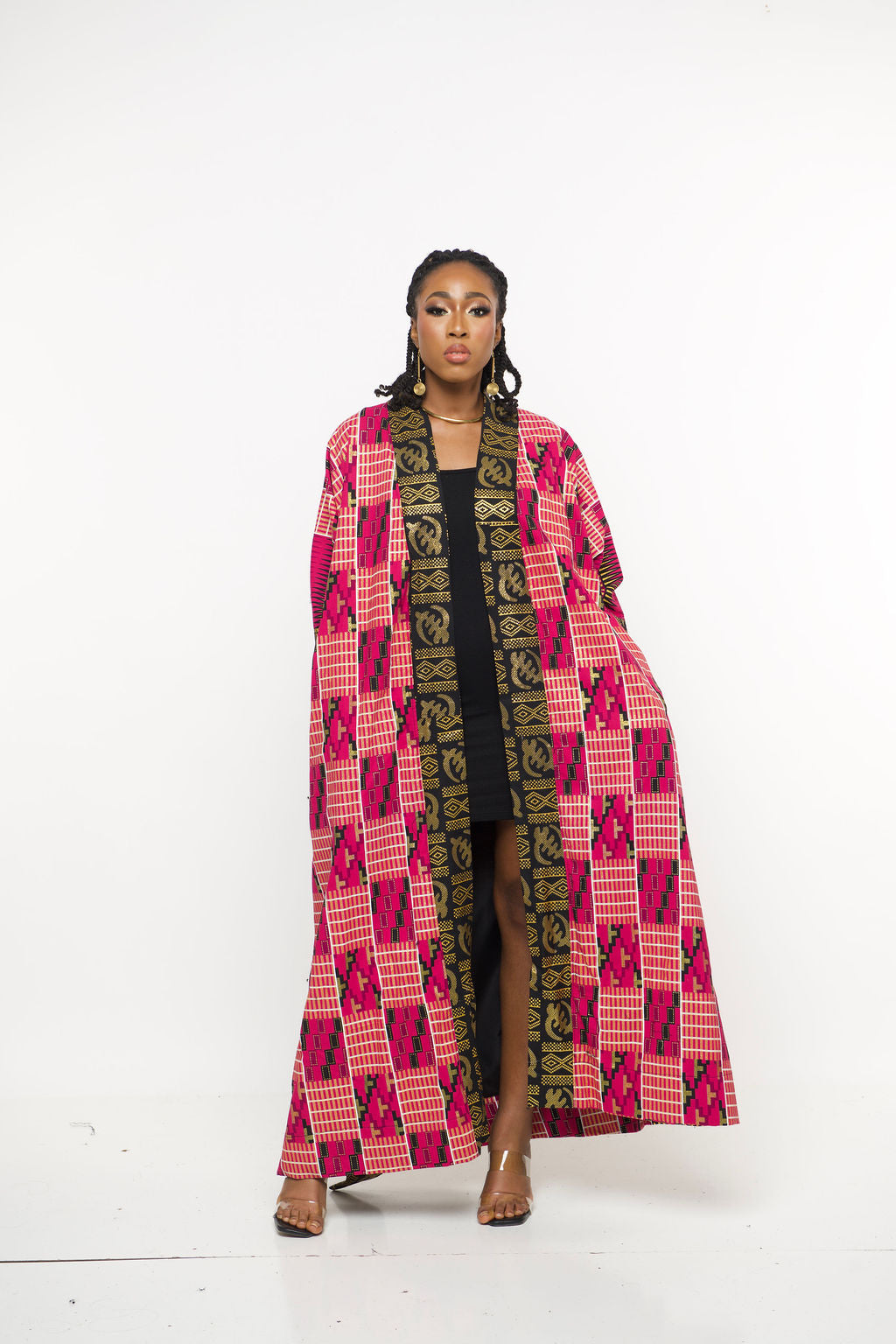 ‘Nadii’ African Kimono Duster Coat-Pink