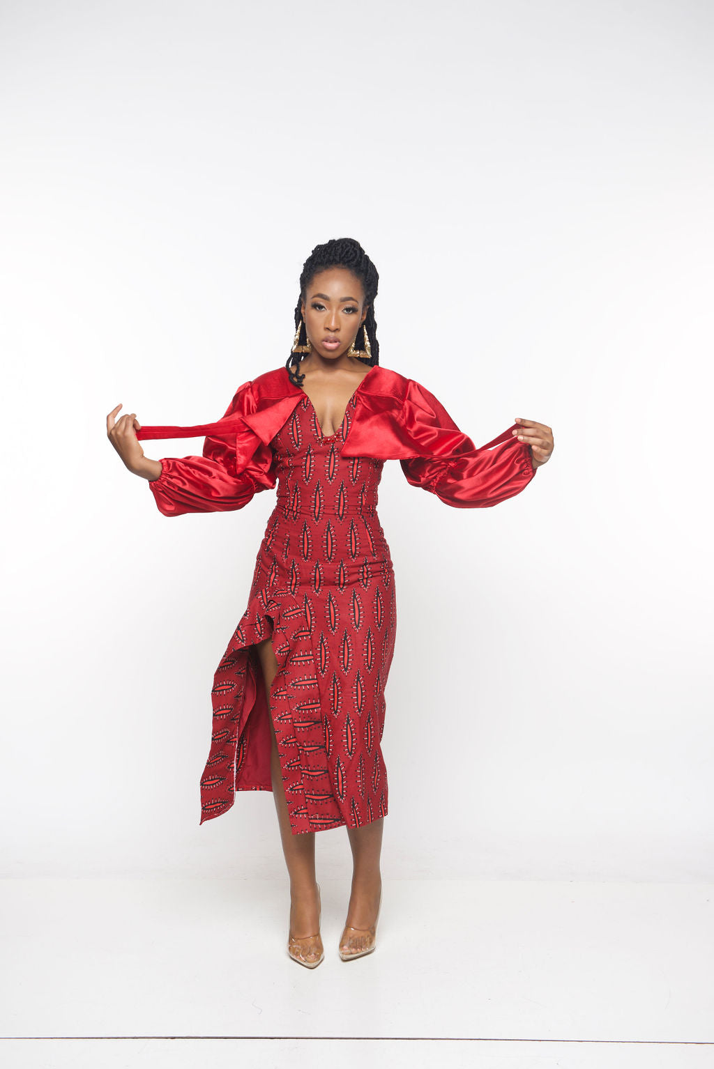‘Amayaa’ Red African Midi Dress