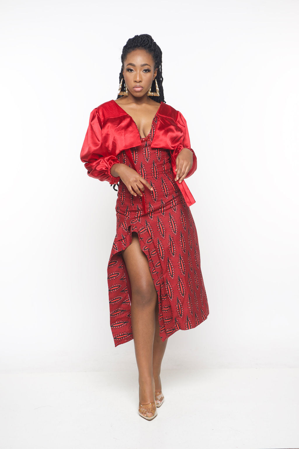 ‘Amayaa’ Red African Midi Dress