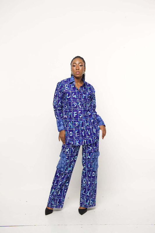 Akoo-B Womens African Print Two-Piece trouser Set