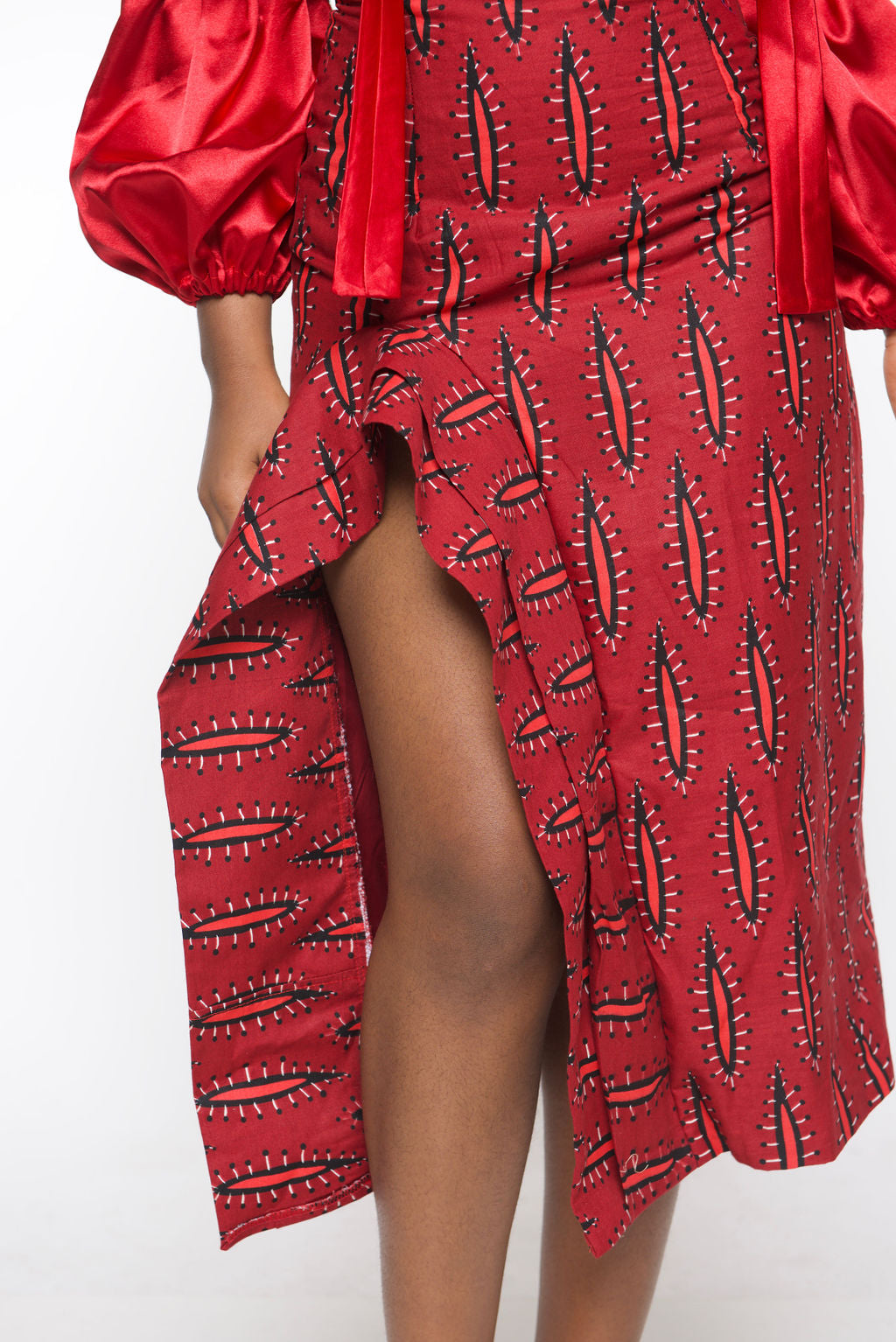 ‘Amayaa’ Red African Midi Dress