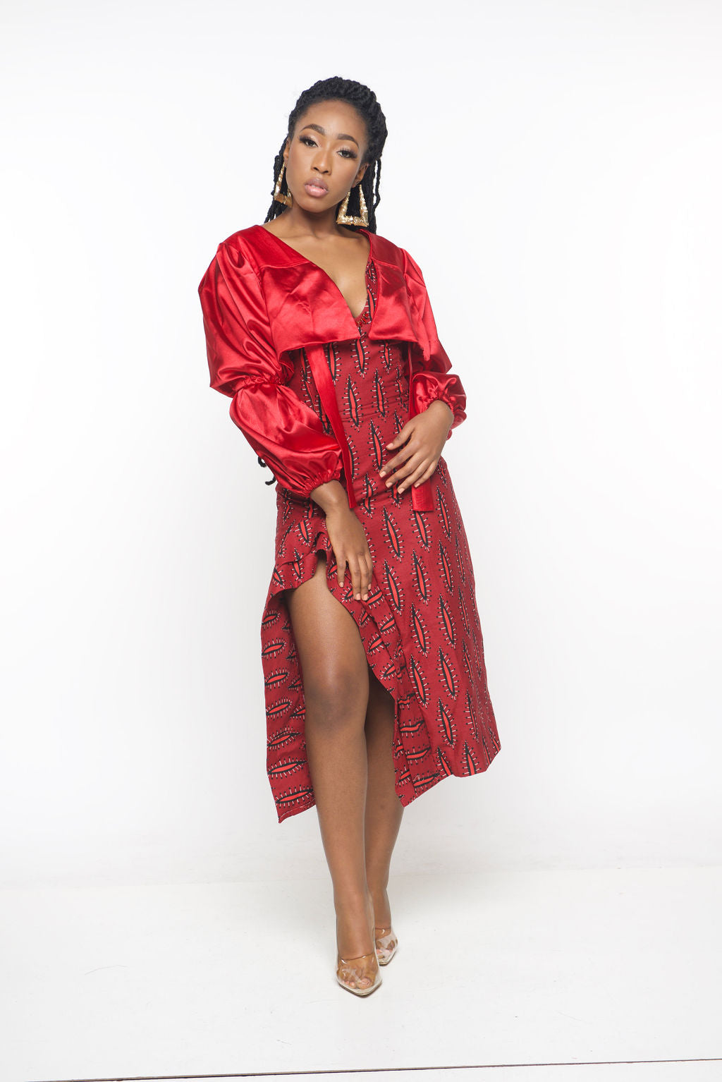 ‘Amayaa’ Red African Midi Dress
