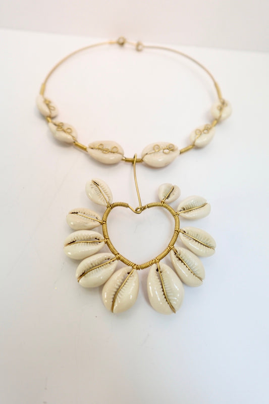 ‘Moon’ Handmade Cowrie Shell Heart Choker