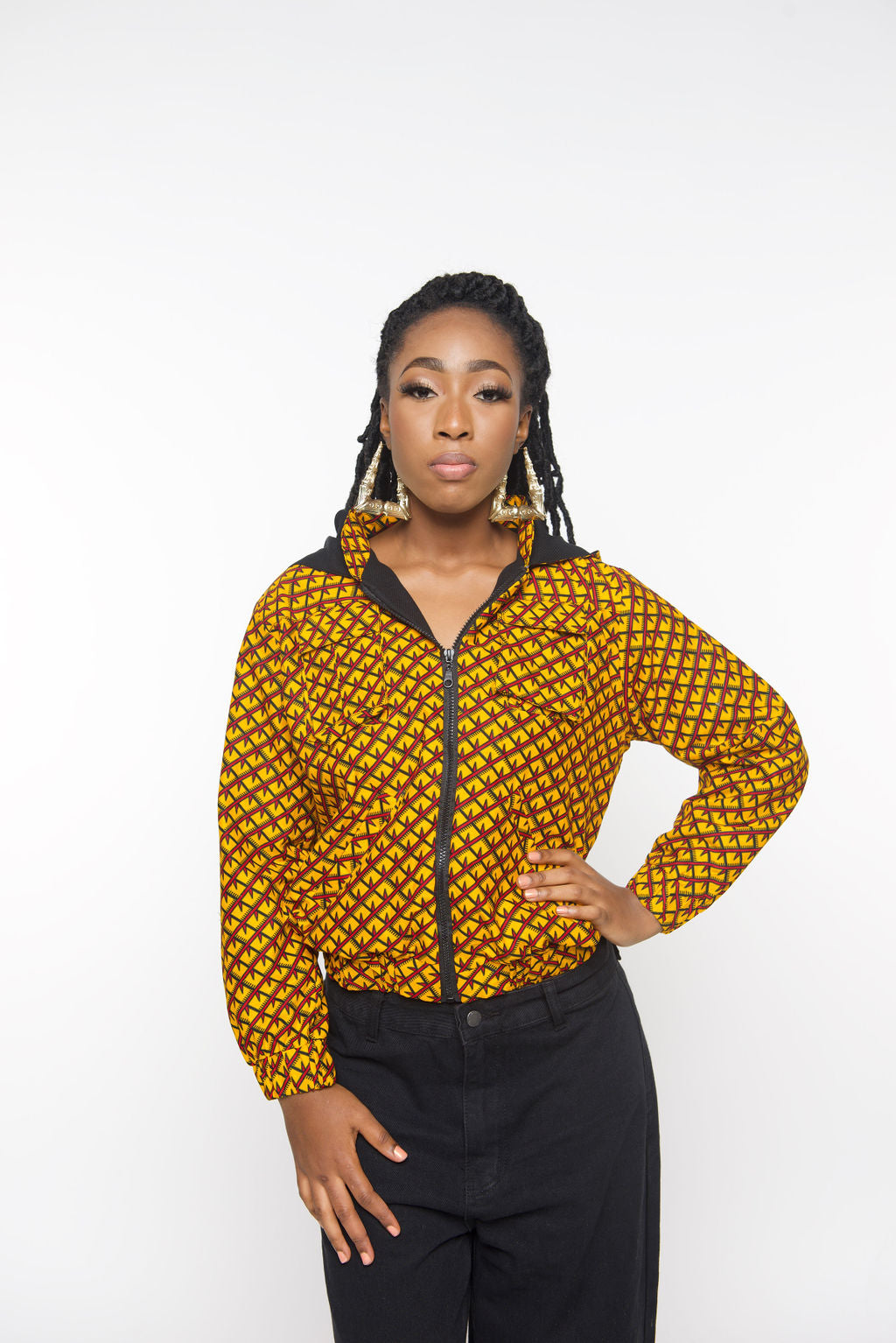 ‘Tifu’ Yellow African Print Hoodie Jacket