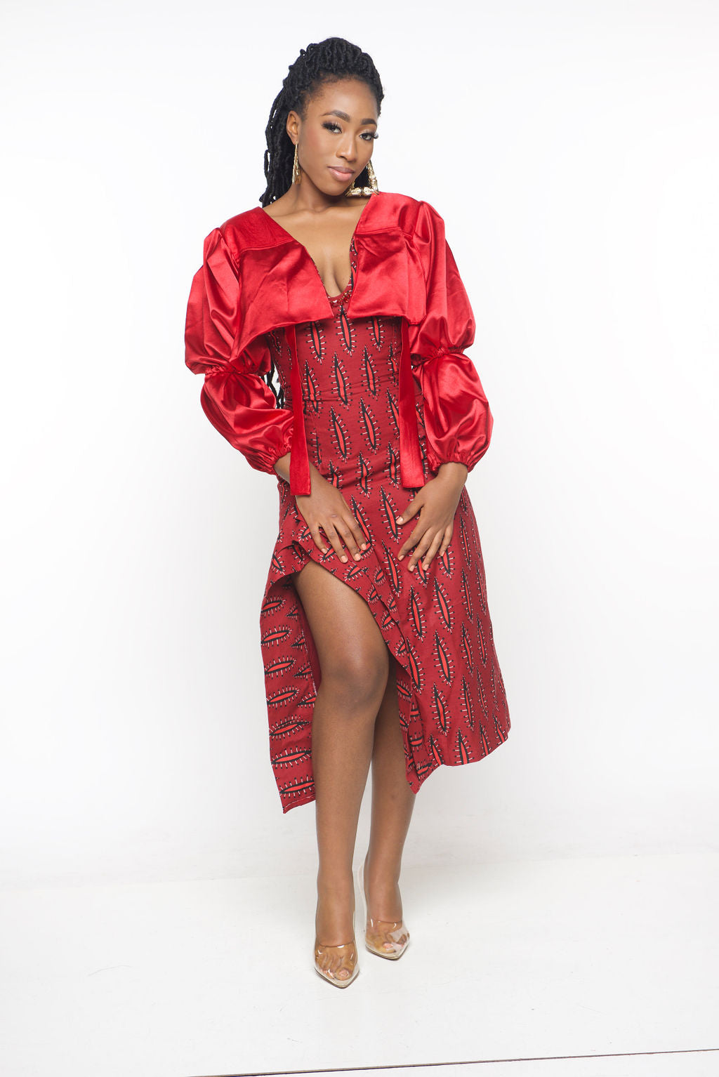 ‘Amayaa’ Red African Midi Dress