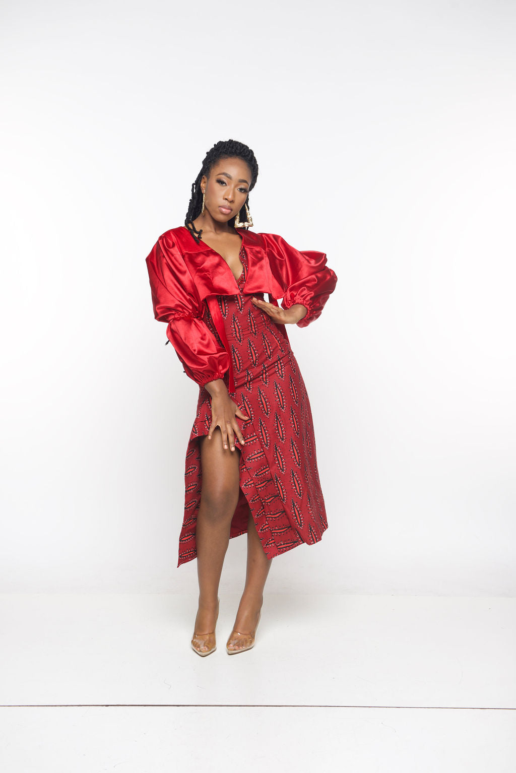 ‘Amayaa’ Red African Midi Dress