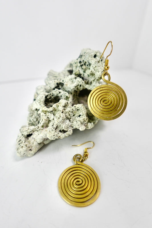 ‘Ninaa’ Handmade Spiral Brass Earrings