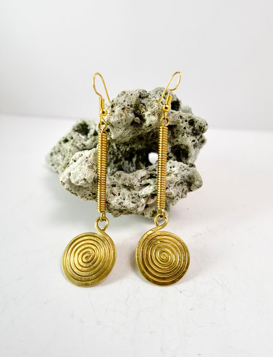 ‘SANAA’ Handmade Spiral Brass Earrings