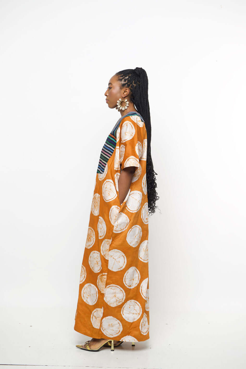 ‘Mankaa-BO’ African Kaftan Dress – Orange Batik Maxi Dress Boubou