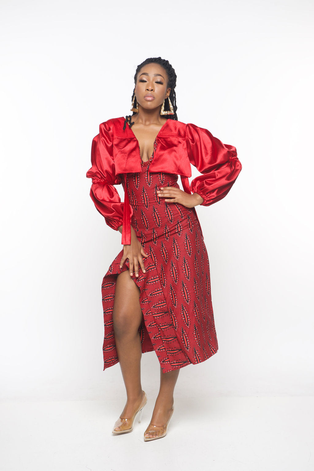 ‘Amayaa’ Red African Midi Dress