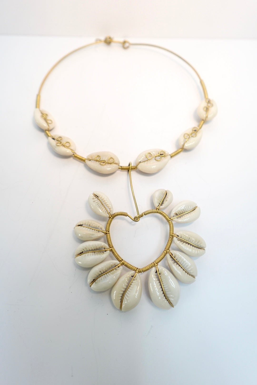 ‘Moon’ Handmade Cowrie Shell Heart Choker