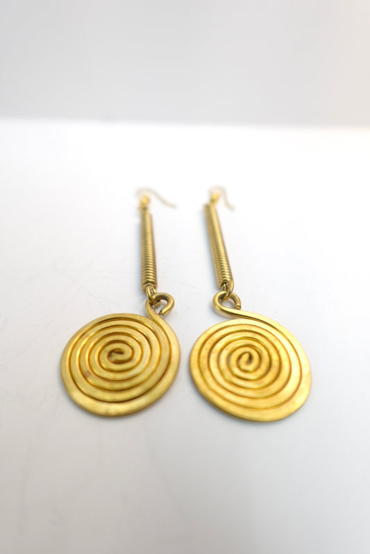 ‘SANAA’ Handmade Spiral Brass Earrings
