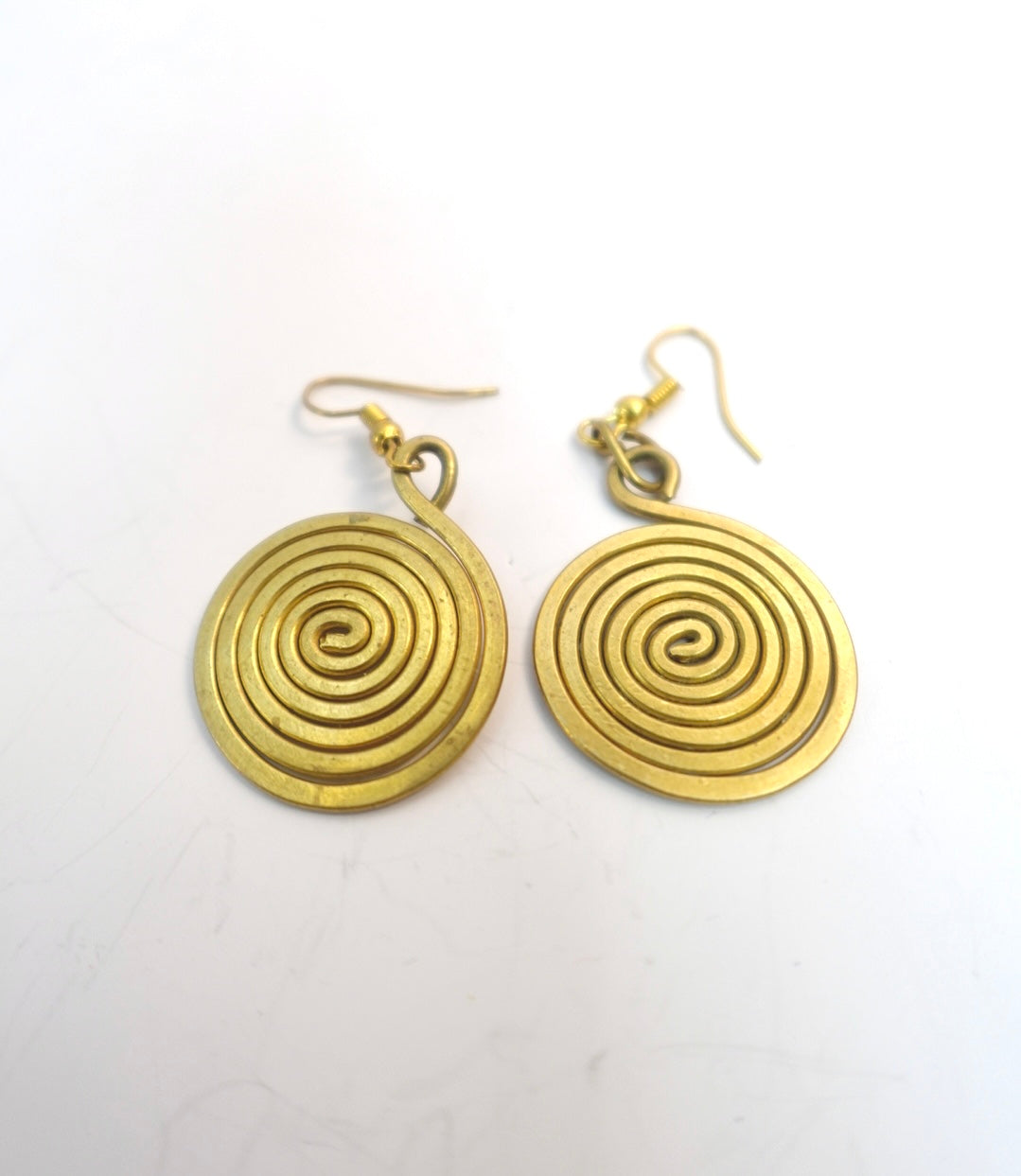 ‘Ninaa’ Handmade Spiral Brass Earrings