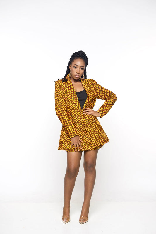 ‘Fola’ African Print Blazer and Skirt Set – Ankara Two Piece Suit for Women | Maison Aghaa