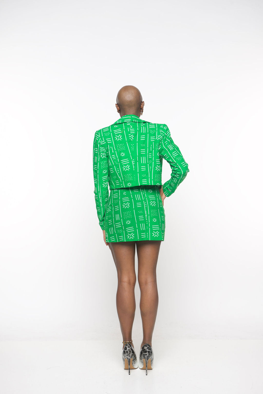 ‘Fea’ Women’s Green Blazer and Skirt Set