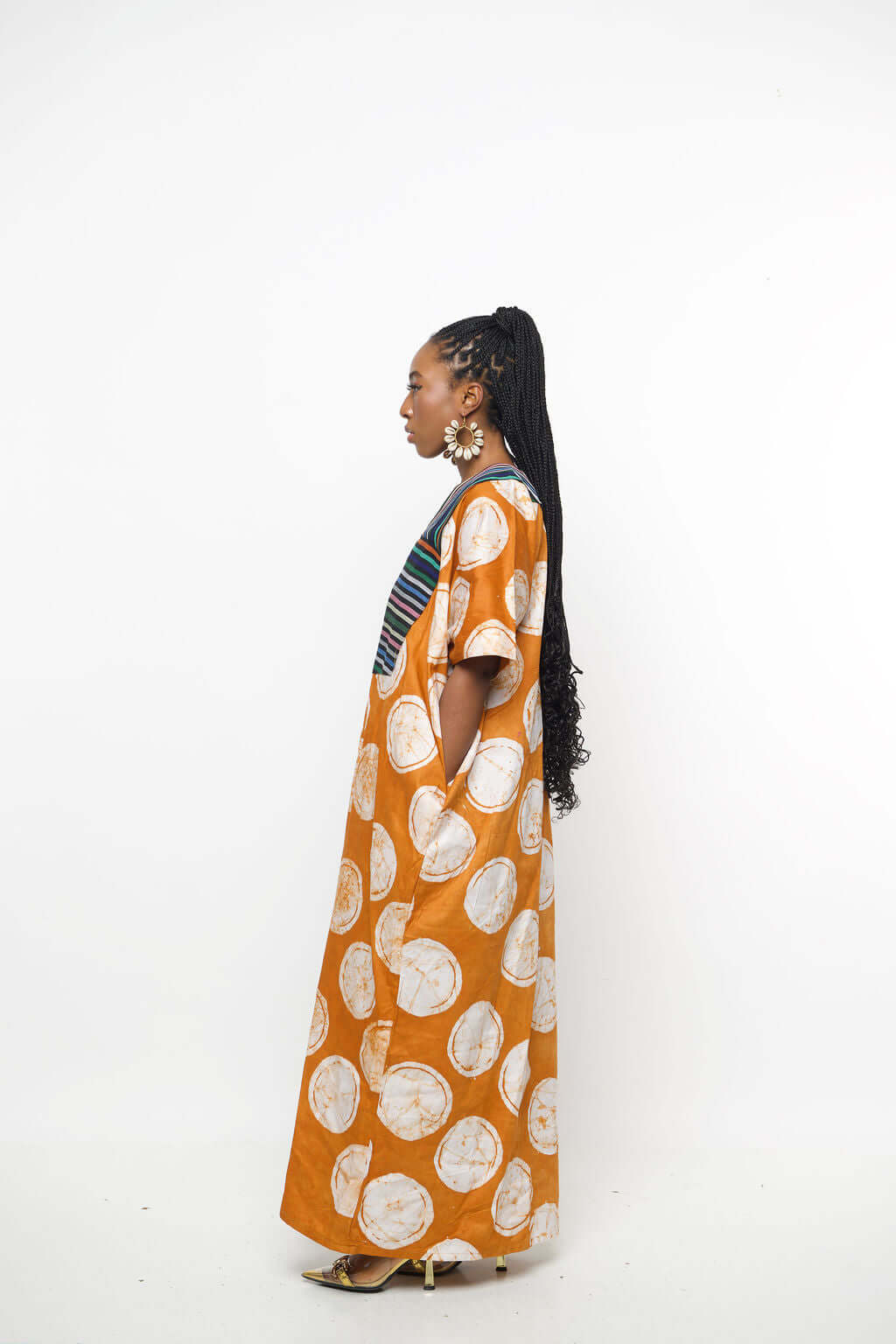 ‘Mankaa-BO’ African Kaftan Dress – Orange Batik Maxi Dress Boubou